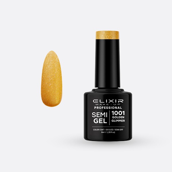 Elixir Make Up Semigel Color Coat Soak Off 1001 Golden Glimmer 8ml