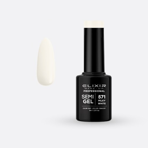 Elixir Make Up Semigel Color Coat Soak Off 571 Milky White 5ml