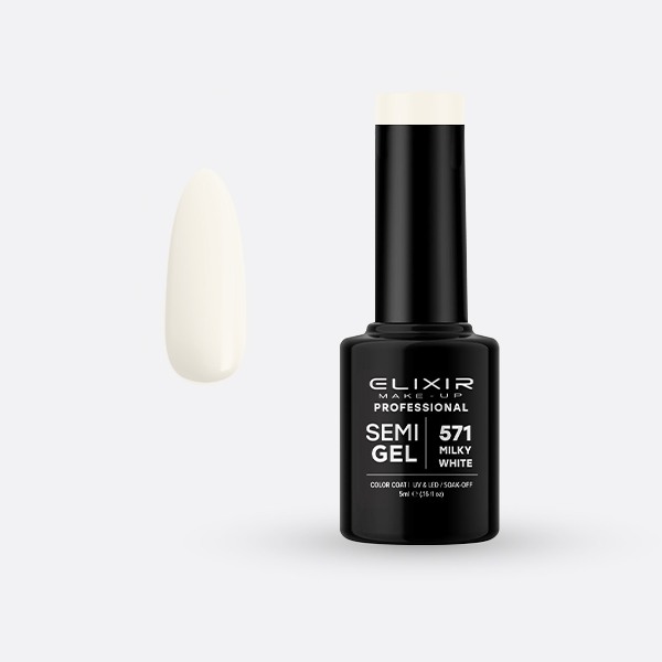Elixir Make Up Semigel Color Coat Soak Off 571 Milky White 5ml
