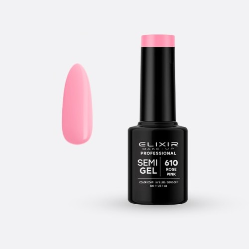 Elixir Make Up Semigel Color Coat Soak Off 610 Rose Pink 5ml
