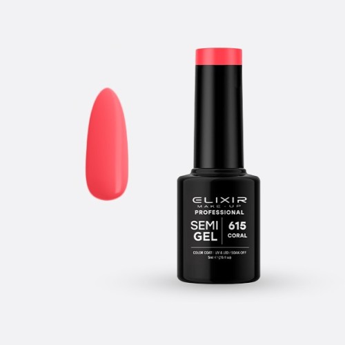 Elixir Make Up Semigel Color Coat Soak Off 615 Coral 5ml
