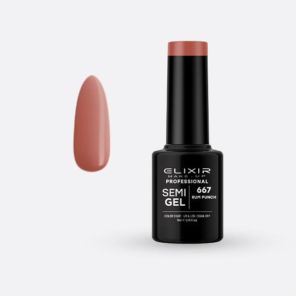 Elixir Make Up Semigel Color Coat Soak Off 667 Rum Punch  5ml
