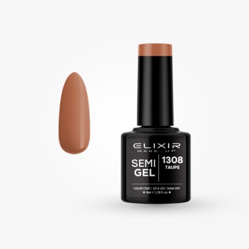 Elixir Make Up Semigel Color Coat Soak Off 1308 Taupe 8ml