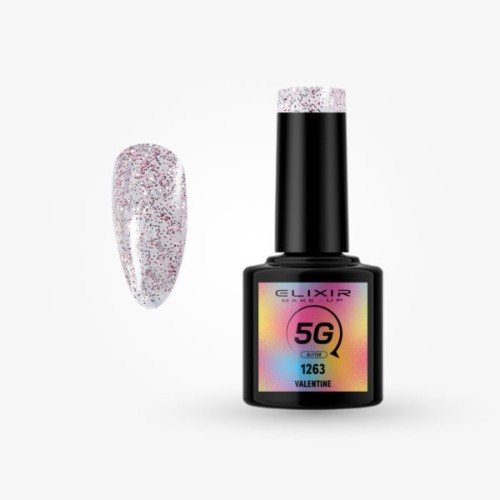 Elixir 5G Glitter Semi Gel Ημιμόνιμο Bερνίκι - 1263 Valentine 8ml