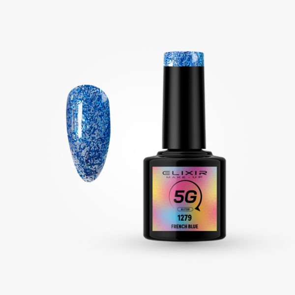 Elixir 5G Glitter Semi Gel Ημιμόνιμο Bερνίκι - 1279 French Blue 8ml