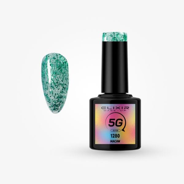 Elixir 5G Glitter Semi Gel Ημιμόνιμο Bερνίκι - 1280 Macaw 8ml