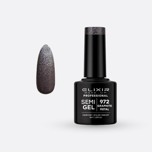 Elixir Make Up Semigel Color Coat Soak Off 972 Graphite Metal 8ml