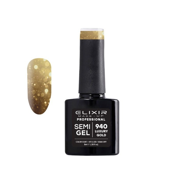 Elixir Make Up Semigel Color Coat Soak Off 940 Luxury Gold 8ml