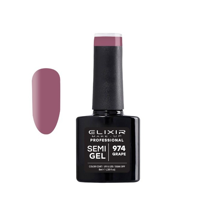Elixir Make Up Semigel Color Coat Soak Off 974 Grape 8ml