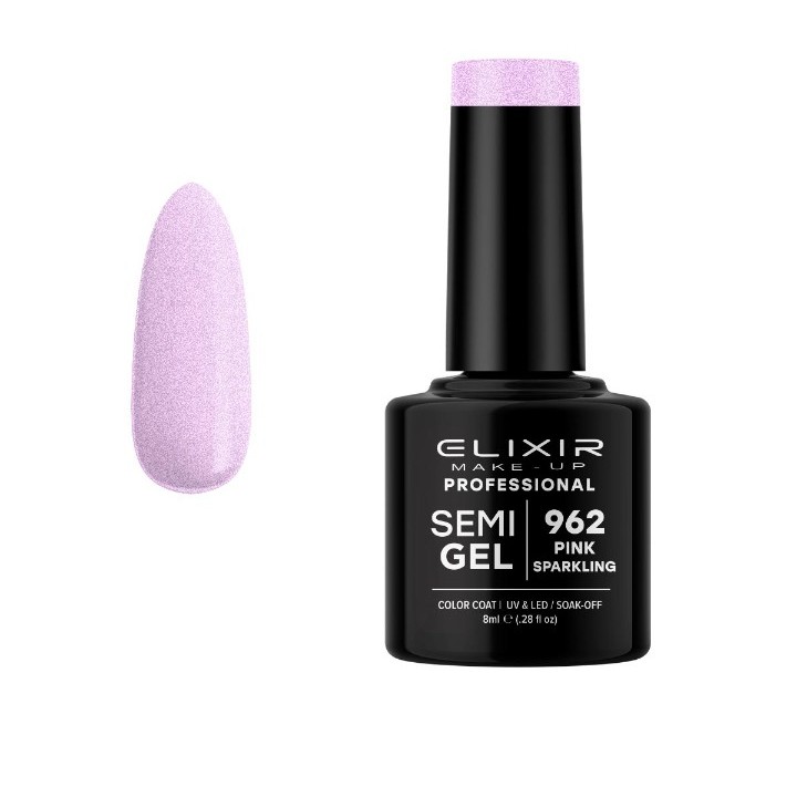 Elixir Make Up Semigel Color Coat Soak Off 962 Pink Sparkling 8ml