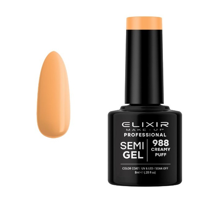 Elixir Make Up Semigel Color Coat Soak Off 988 Creamy Puff 8ml