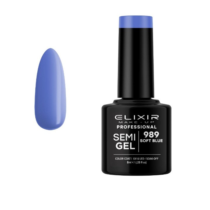 Elixir Make Up Semigel Color Coat Soak Off 989 Soft Blue 8ml