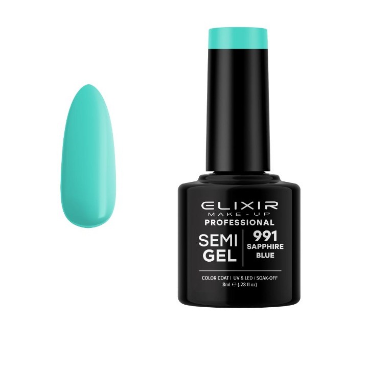 Elixir Make Up Semigel Color Coat Soak Off 991 Sapphire Blue 8ml