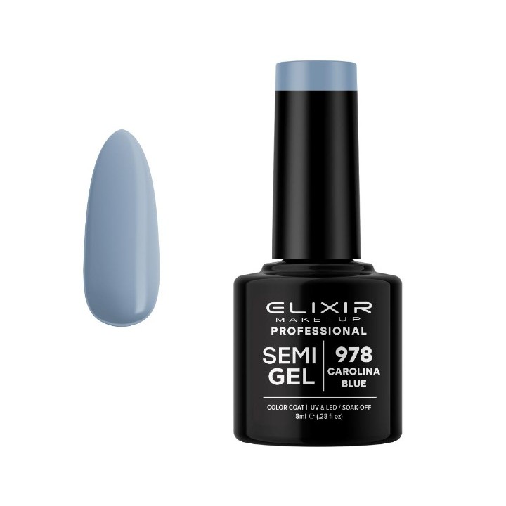 Elixir Make Up Semigel Color Coat Soak Off 978 Carolina Blue 8ml