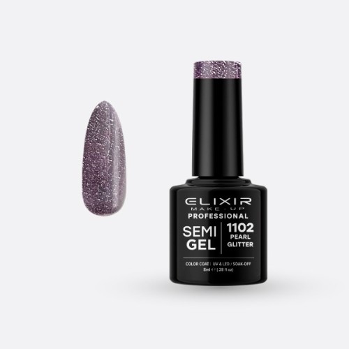 Elixir Make Up Semigel Color Coat Soak Off 1102 Pearl Glitter 8ml