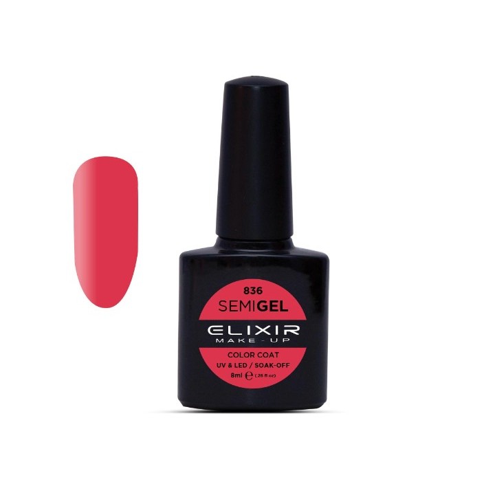 Elixir Make Up Semigel Color Coat Soak Off 836 Pink Sherbet 8ml