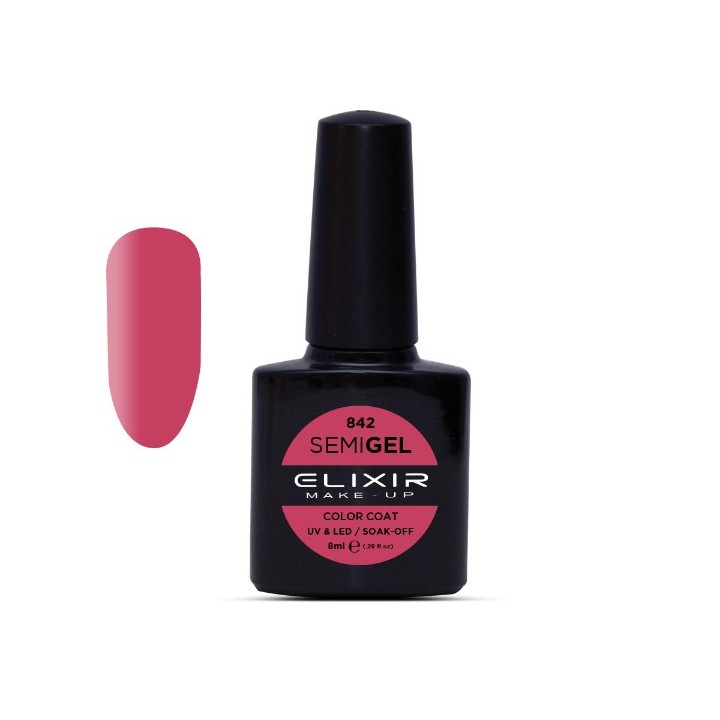 Elixir Make Up Semigel Color Coat Soak Off 842 Cadmium Red 8ml