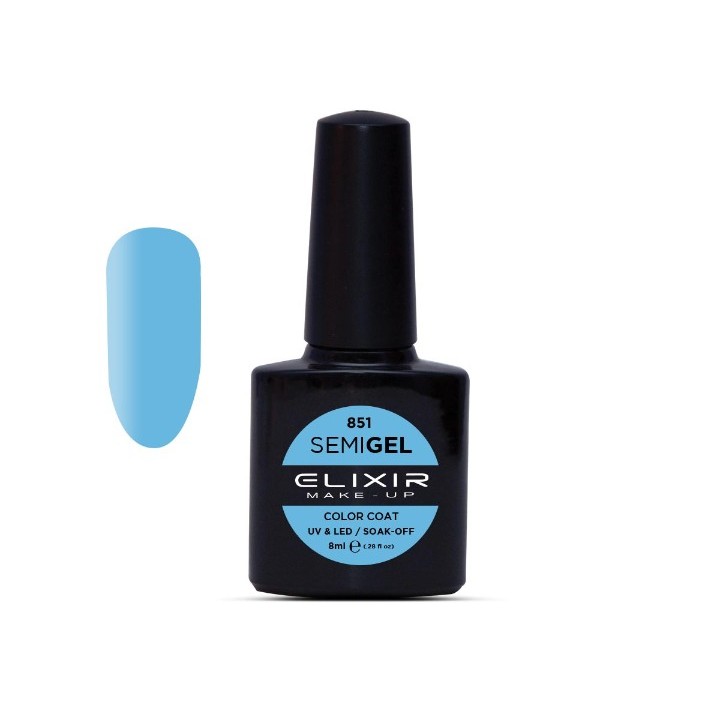 Elixir Make Up Semigel Color Coat Soak Off 851 Bondi Blue 8ml