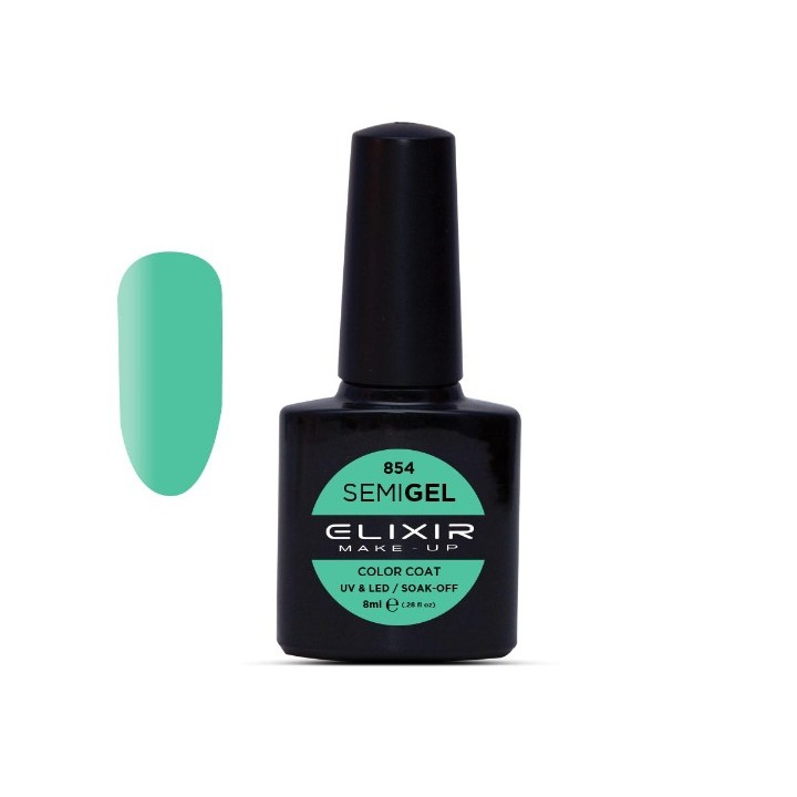 Elixir Make Up Semigel Color Coat Soak Off 854 Caribbean Green 8ml