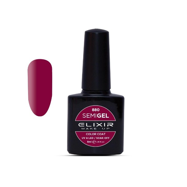 Elixir Make Up Semigel Color Coat Soak Off 880 Dark Raspberry 8ml