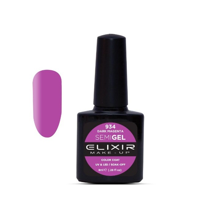 Elixir Make Up Semigel Color Coat Soak Off 934 Dark Magenta 8ml