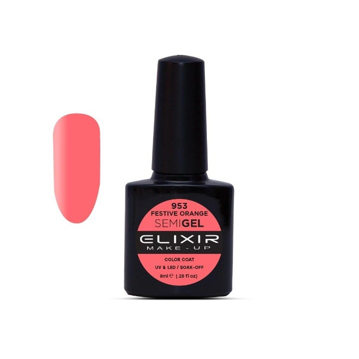 Elixir Make Up Semigel Color Coat Soak Off 953 Festive Orange 8ml