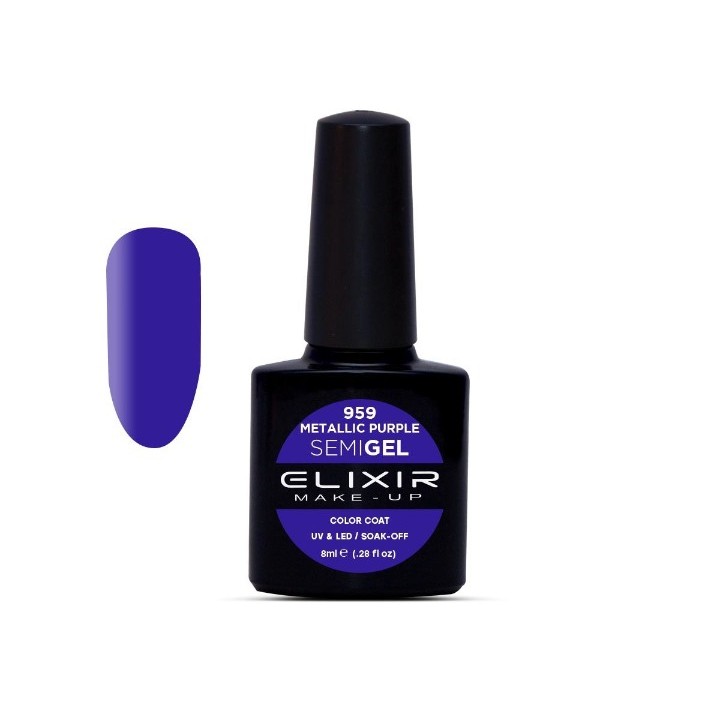 Elixir Make Up Semigel Color Coat Soak Off 959 Metallic Purple 8ml