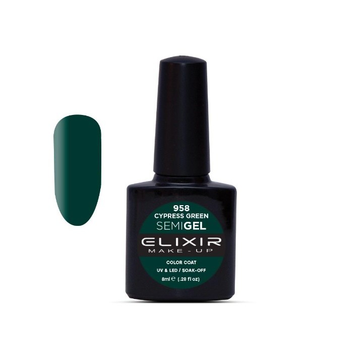 Elixir Make Up Semigel Color Coat Soak Off 958 Cypress Green 8ml