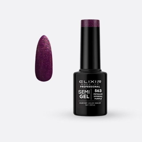 Elixir Make Up Semigel Color Coat Soak Off 563 Metallic Imperial Purple 5ml
