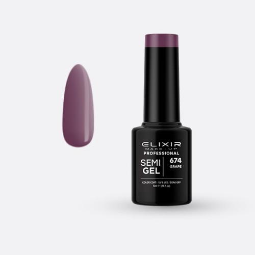 Elixir Make Up Semigel Color Coat Soak Off 674 Grape 5ml