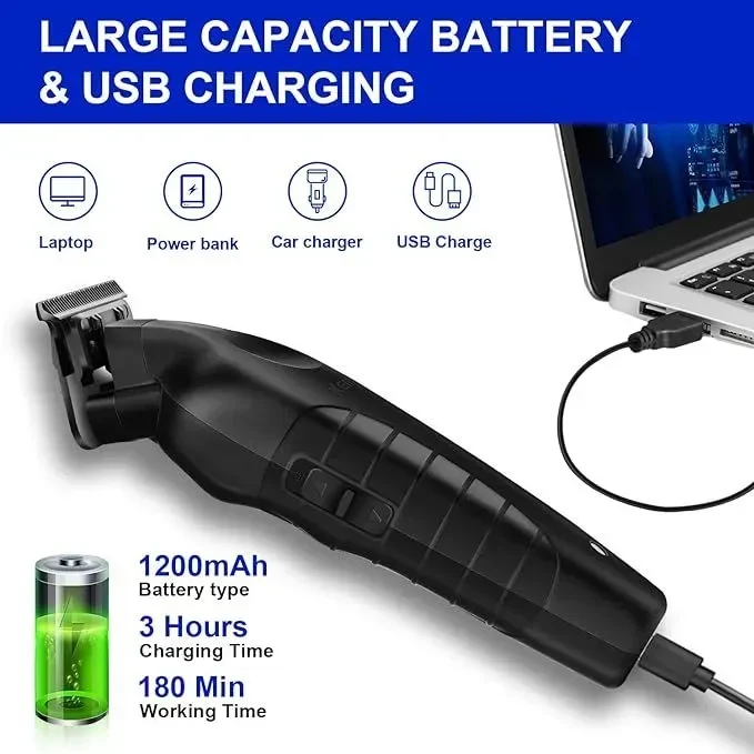 Επαγγελματική Kουρευτική Mηχανή USB Επαναφορτιζόμενη Kemei KM-2299