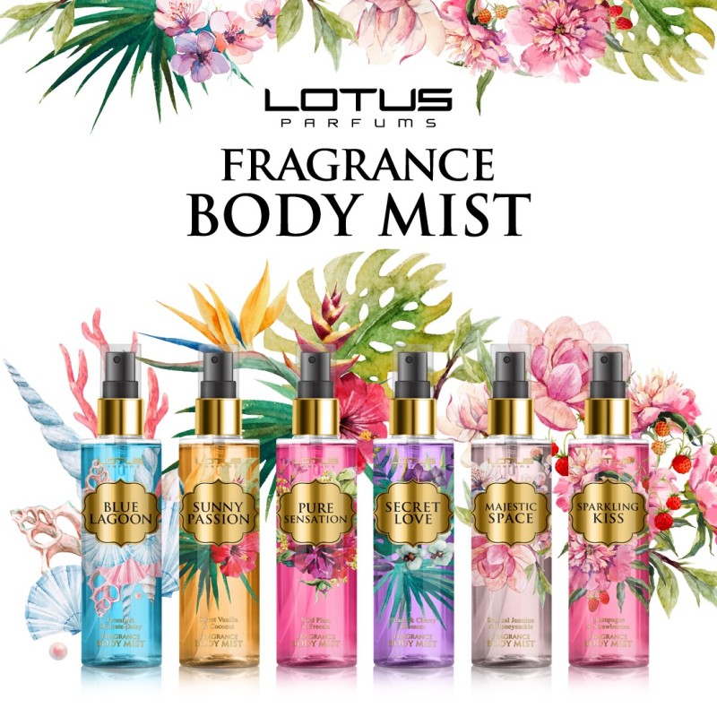 Body Mist Lotus Sunny Passion Sparkling Kiss Champagne and Strawberries 210ml