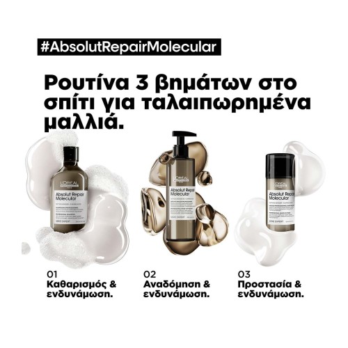 L'Oréal Professionnel Serie Expert Absolut Repair Molecular - Σαμπουάν Μοριακής Επανόρθωσης  Χωρίς Θειικά Άλατα Για Ταλαιπωρημένα Μαλλιά 500ml