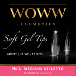 Soft Gel Tips Woww - Gel Tips No1 Medium Stiletto 240 τεμάχια