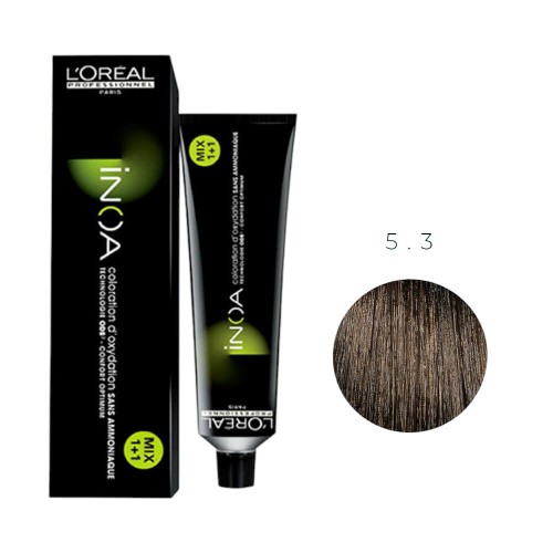 Βαφή Μαλλιών L΄Oreal Inoa 5.3 Ανοιχτό Καστανό Ντορέ - 60ml