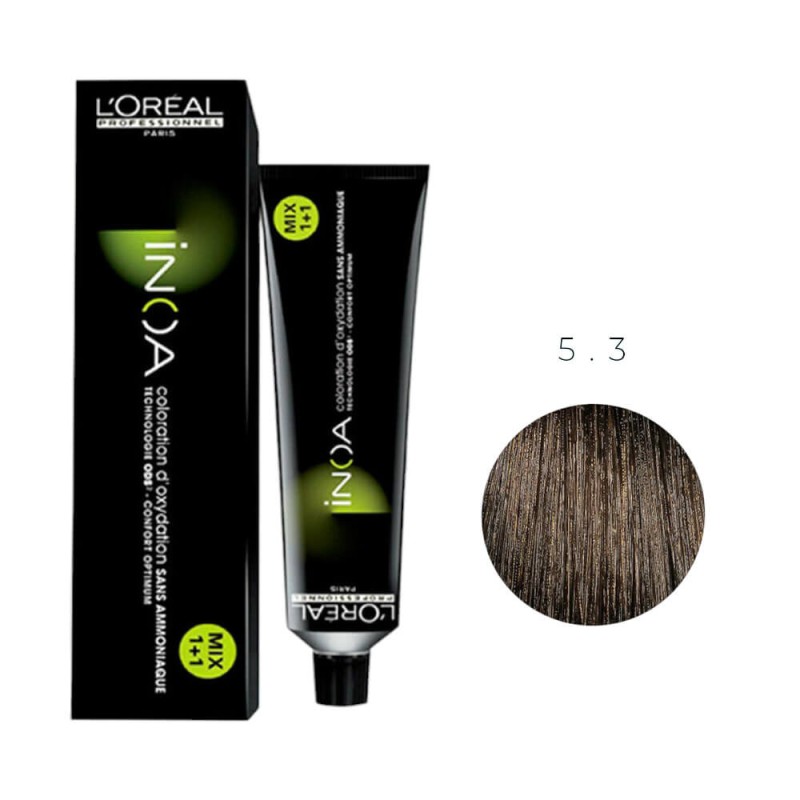 Βαφή Μαλλιών L΄Oreal Inoa 5.3 Καστανό Ανοιχτό Ντορέ - 60ml
