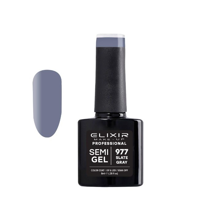 Elixir Make Up Semigel Color Coat Soak Off 977 Slate Gray 8ml