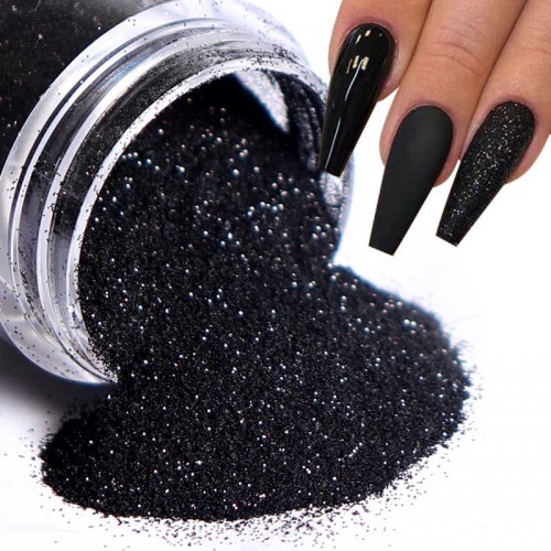 Nail Glitter Powder Shining Sugar Effect Glitter Black 