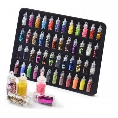 48 Μπουκαλάκια με Διακοσμητικά Νυχιών