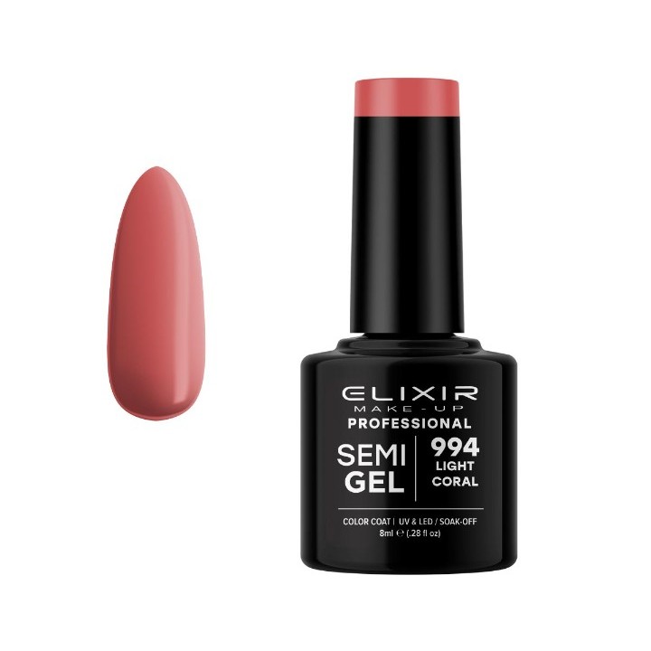 Elixir Make Up Semigel Color Coat Soak Off 994 Light Coral 8ml