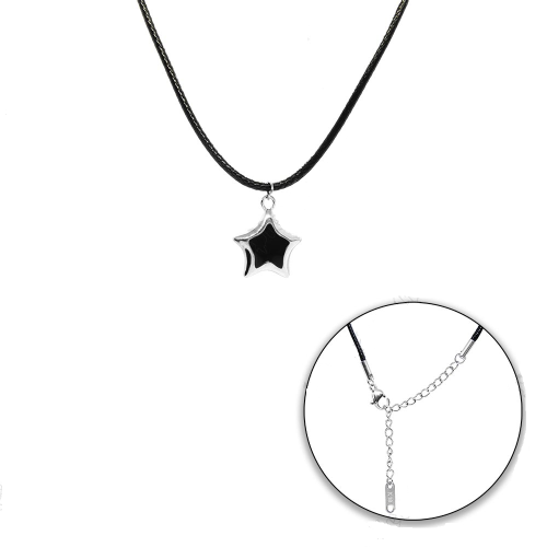 Κρεμαστό Λαιμού με Δερμάτινο Σχοινάκι και Αστέρι από Ανοξείδωτο Ατσάλι