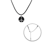 Κρεμαστό Λαιμού με Δερμάτινο Σχοινάκι και Σήμα Ειρήνης από Ανοξείδωτο Ατσάλι