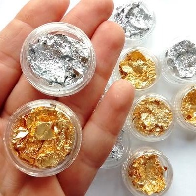 Αλουμινόφυλλα Foil για Νύχια Χρυσό και Ασημί Σετ 2 βαζάκια