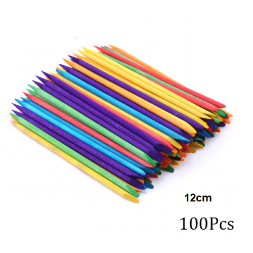 Ξυλάκια μανικιούρ-πεντικιούρ 12 εκ. για την απώθηση επωνυχίων 100τμχ Χρωματιστά