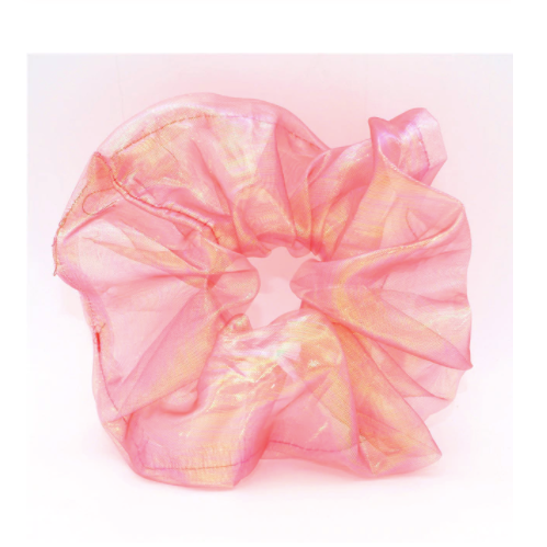 Scrunchie Σούρα Μαλλιών Οργάντζα Ροζ Σκούρο