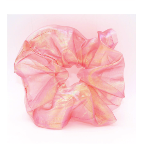 Scrunchie Σούρα Μαλλιών Οργάντζα Ροζ Σκούρο