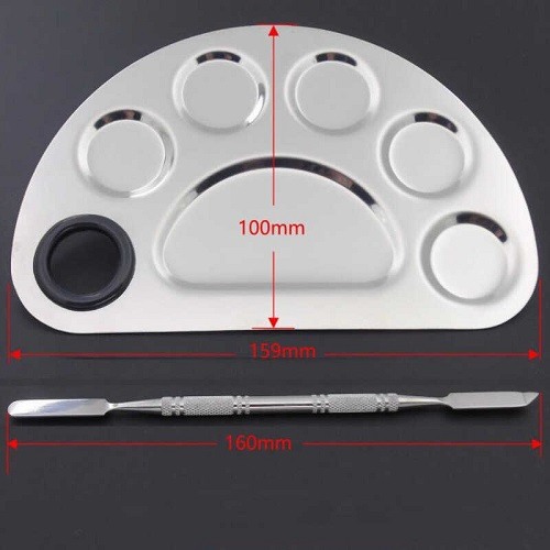 Ανοξείδωτη Παλέτα Ανάμειξης Χρωμάτων με Ανοξείδωτη Σπάτουλα 2 όψεων 