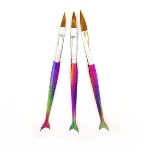 Πινέλα Νυχιών Acrylic Nails Mermaid Rainbow Σετ 3 τεμαχίων