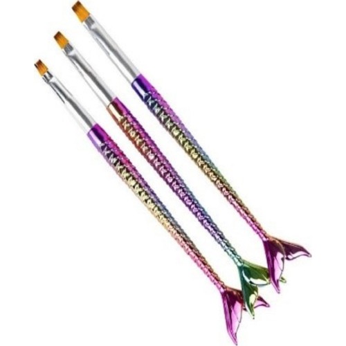 Πινέλα Νυχιών Gel Nails Mermaid Rainbow Σετ 3 τεμ