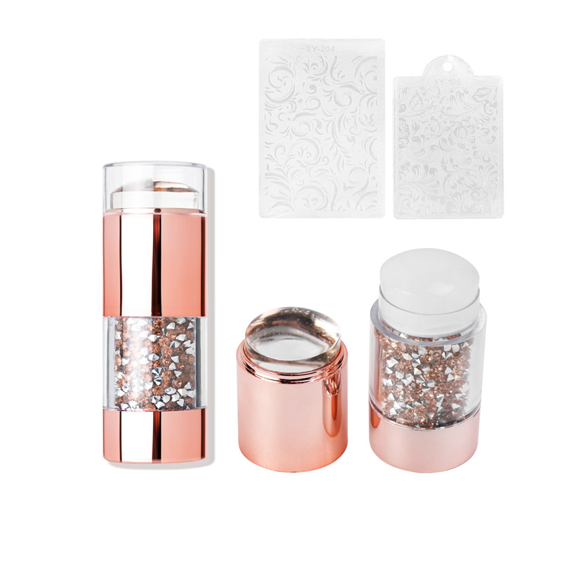 Σφραγίδα Νυχιών με 2 Στάμπες και Στρας Διακοσμητικά Χρυσά